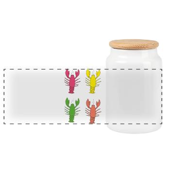 Colorful Lobster hummer - Panorama Keksdose mit Holzdeckel - Weiß - Vorne