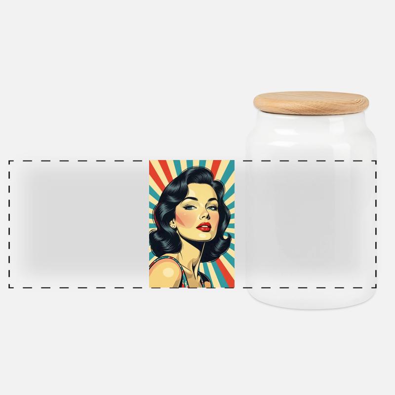 Retro-Stil Diva R01 - Panorama Keksdose mit Holzdeckel - Weiß