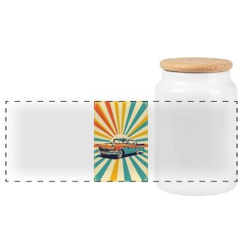 Retro Cruiser - Panoramic Cookie Jar with Wooden Lid - white - Front
