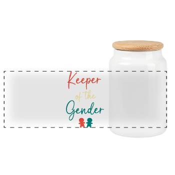 Expectant Mom Christmas Gender Reveal - Panoramic Cookie Jar with Wooden Lid - white - Front