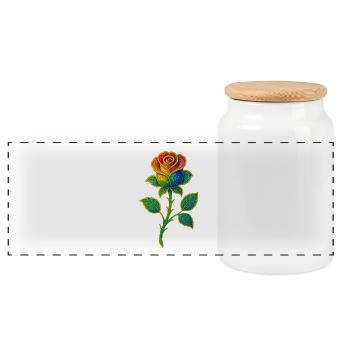 Regenbogen-Glitzer-Rosen-Design - Panorama Keksdose mit Holzdeckel - Weiß - Vorne