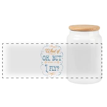 Inspirational Flying Mindset Quote - Panoramic Cookie Jar with Wooden Lid - white - Front