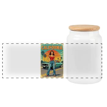 California Dream Cruise R06 - Panoramic Cookie Jar with Wooden Lid - white - Front