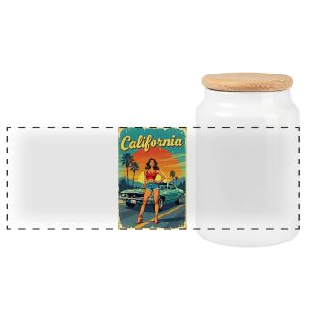 California Dream Cruise R04 - Panoramic Cookie Jar with Wooden Lid - white - Front