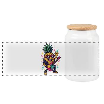 Music Ananas - Panorama Keksdose mit Holzdeckel - Weiß - Vorne