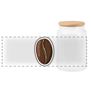 Kaffee - Panorama Keksdose mit Holzdeckel - Weiß - Vorne