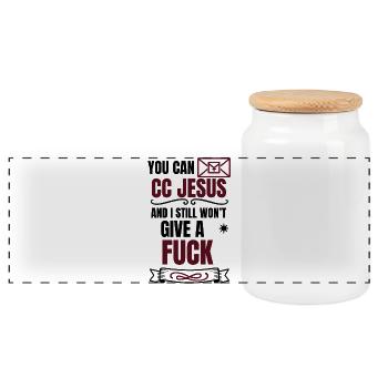 Freches Spruch Design – Kein F*** Gegeben - Panorama Keksdose mit Holzdeckel - Weiß - Vorne