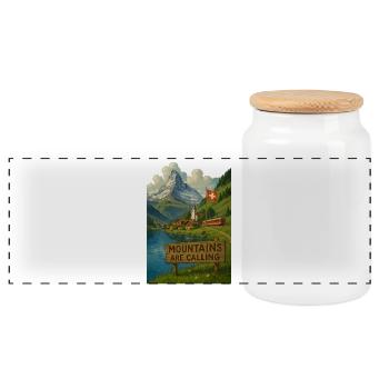 Swiss_alps - Panorama Keksdose mit Holzdeckel - Weiß - Vorne