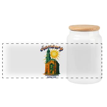 T-shirt Michel de Hambourg – Église Saint-Michel rétro - Boîte à biscuits avec couvercle en bois - blanc - Devant