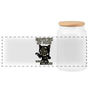 Cat-like legal revolution - Panoramic Cookie Jar with Wooden Lid - white - Front