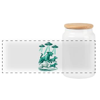 OVNIs extraterrestres Chiens OVNI rayonnants Cadeau vert rétro - Boîte à biscuits avec couvercle en bois - blanc - Devant