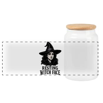Visage de sorcière au repos, Halloween, impertinent et sarcastique - Boîte à biscuits avec couvercle en bois - blanc - Devant