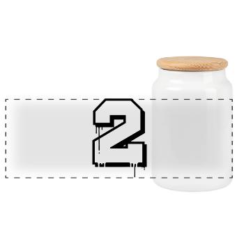Graffiti number 2 urban art design - Panoramic Cookie Jar with Wooden Lid - white - Front