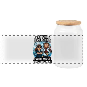 I chose it Breton humor couple brittany - Panoramic Cookie Jar with Wooden Lid - white - Front