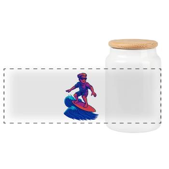 Wave Rider - Panoramic Cookie Jar with Wooden Lid - white - Front