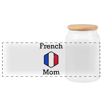 maman française - Boîte à biscuits avec couvercle en bois - blanc - Devant