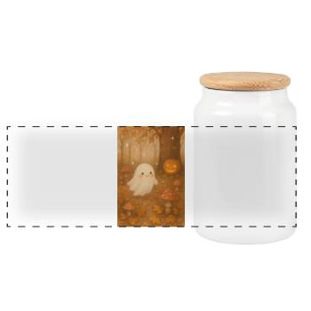 Cute Halloween Ghost - Panorama Keksdose mit Holzdeckel - Weiß - Vorne