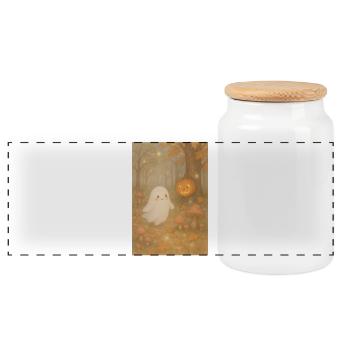 Halloween Fantôme d'automne dans la forêt - Boîte à biscuits avec couvercle en bois - blanc - Devant