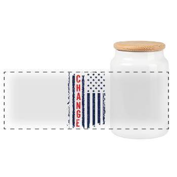 American flag style with modern aesthetics - Panoramic Cookie Jar with Wooden Lid - white - Front