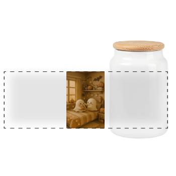 Mignon Halloween Fantômes Mignon - Boîte à biscuits avec couvercle en bois - blanc - Devant