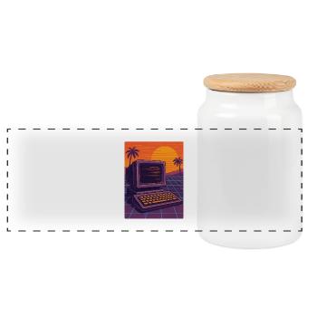 Retro Futuristic Sunset Aesthetic - Panoramic Cookie Jar with Wooden Lid - white - Front