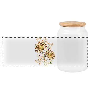 Flowers - Panoramic Cookie Jar with Wooden Lid - white - Front