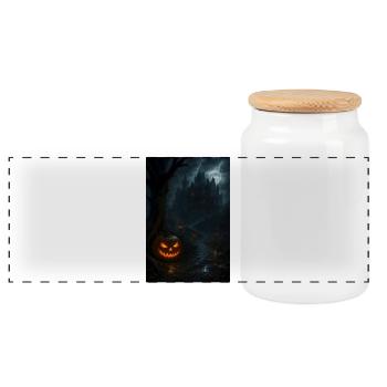 Halloween Gothic Horror - Panorama Keksdose mit Holzdeckel - Weiß - Vorne