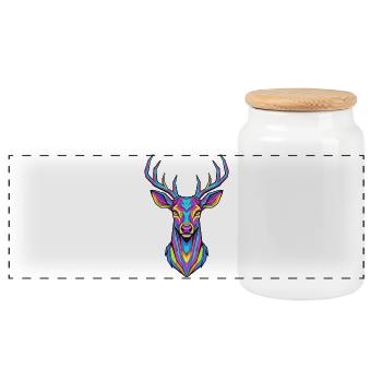 Néon bois d’œuvre Cerf - Boîte à biscuits avec couvercle en bois - blanc - Devant