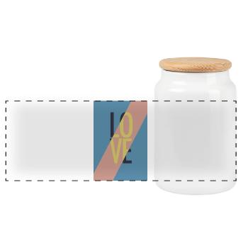Moderne Love-Botschaft mit Abstraktem Design - Panorama Keksdose mit Holzdeckel - Weiß - Vorne