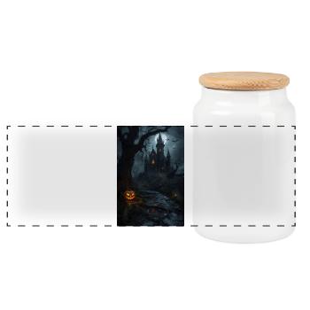 Gothic Halloween Horror - Panorama Keksdose mit Holzdeckel - Weiß - Vorne