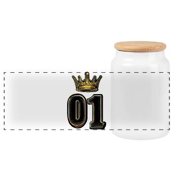 1 Number Crown - Panoramic Cookie Jar with Wooden Lid - white - Front