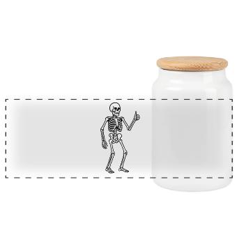 Glowing skeleton in retro style - Panoramic Cookie Jar with Wooden Lid - white - Front