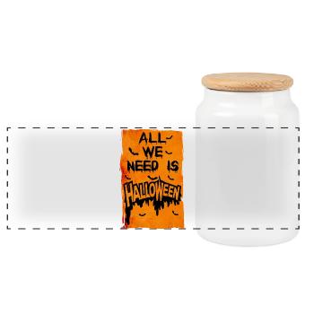 Grunge Halloween T-shirt 31 October All We Need Is - Panoramic Cookie Jar with Wooden Lid - white - Front