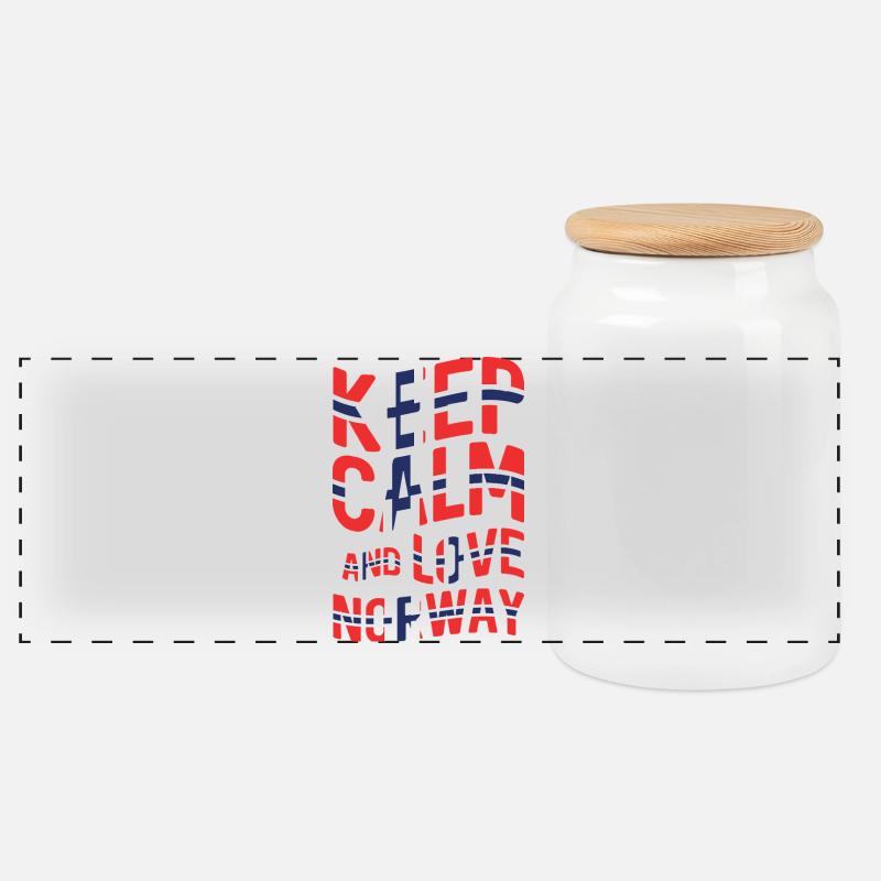 SSW-03 KEEP CALM AND LOVE NORWAY - Panorama Keksdose mit Holzdeckel - Weiß