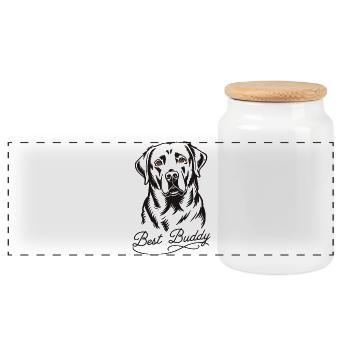 Portrait du Labrador avec expression théâtrale - Boîte à biscuits avec couvercle en bois - blanc - Devant