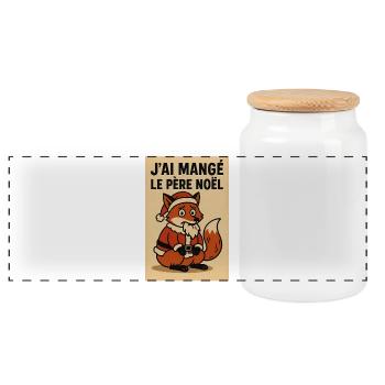 Festlicher Weihnachtsfuchs im Weihnachtsmann Kostüm - Panorama Keksdose mit Holzdeckel - Weiß - Vorne