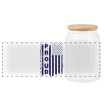 American flag with graffiti style - Panoramic Cookie Jar with Wooden Lid - white - Front