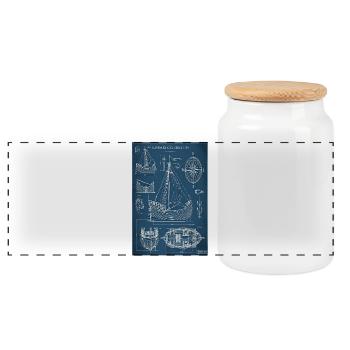 Plan de rouage hanséatique | Plan du bâtiment historique - Boîte à biscuits avec couvercle en bois - blanc - Devant