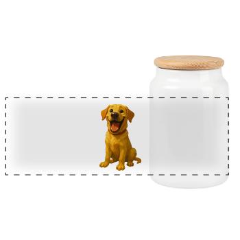 Labrador rieur – Motif de chien drôle - Boîte à biscuits avec couvercle en bois - blanc - Devant