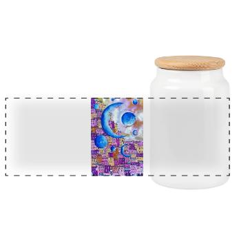 Aquarelle de la ville lunaire - Boîte à biscuits avec couvercle en bois - blanc - Devant
