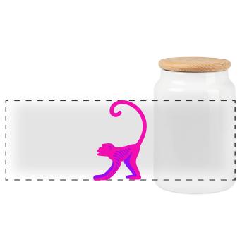 Neon Pink Monkey - Panorama Keksdose mit Holzdeckel - Weiß - Vorne