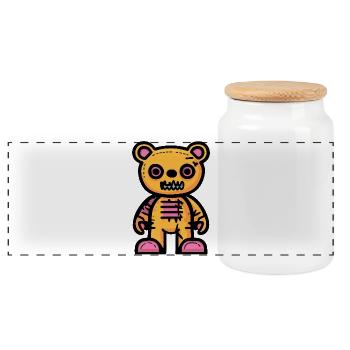 Bear Halloween Comic Teddy Bear - Panoramic Cookie Jar with Wooden Lid - white - Front