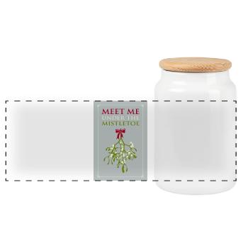 Meet Me Under the Mistletoe - Romance Christmas - Panoramic Cookie Jar with Wooden Lid - white - Front