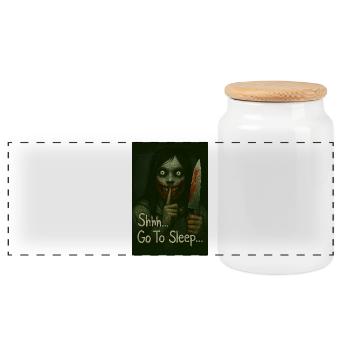 Jeff le tueur chut... Aller au Couteau Sleep Art Dark - Boîte à biscuits avec couvercle en bois - blanc - Devant