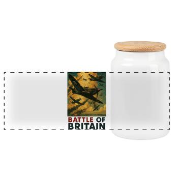 Battle of Britain Skyfight Vintage - Panoramic Cookie Jar with Wooden Lid - white - Front