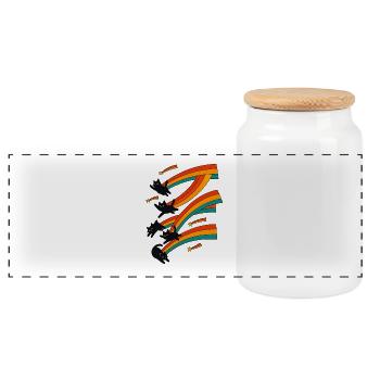 Chat arc-en-ciel - Boîte à biscuits avec couvercle en bois - blanc - Devant