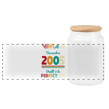 20 Years Anniversary - Vintage - November 2005 - Panoramic Cookie Jar with Wooden Lid - white - Front