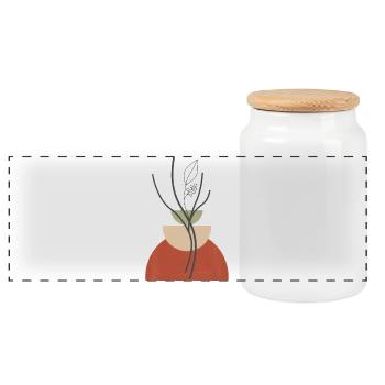 Geometric Plant Vase - Panoramic Cookie Jar with Wooden Lid - white - Front