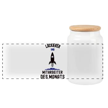 Employee of the Month Varnisher Best Painter - Panoramic Cookie Jar with Wooden Lid - white - Front
