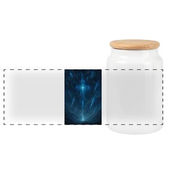 Lightning cross in the storm - Panoramic Cookie Jar with Wooden Lid - white - Front